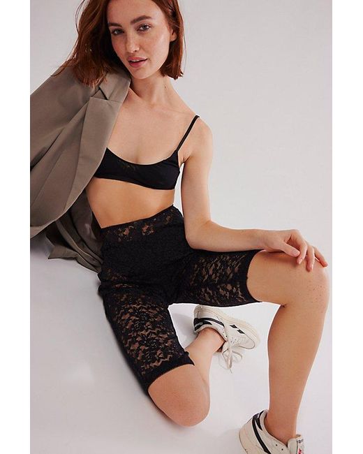 Free People Black All Day Lace Capris