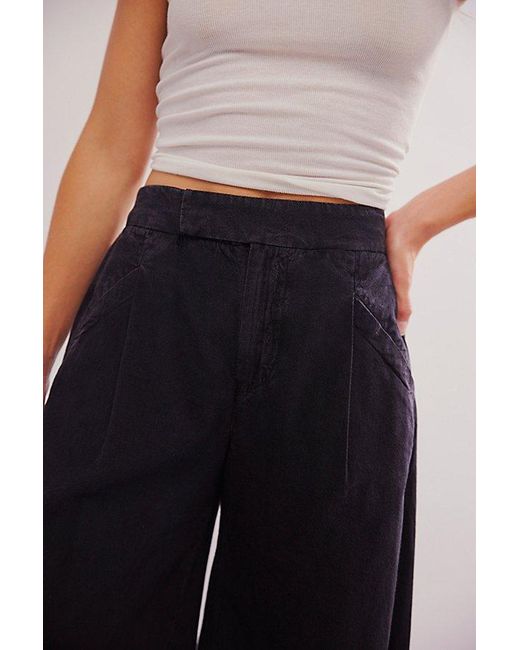 Free People Blue Tegan Washed Barrel Trousers