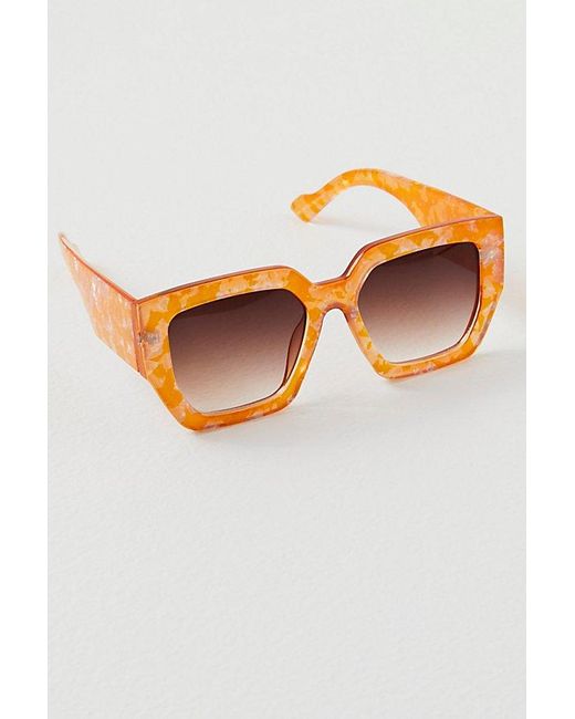 Free People Orange Bel Air Square Sunglasses