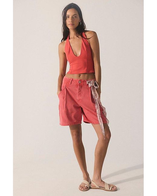 Intimately By Free People Red Spill The Tea Plunge Tank Top By
