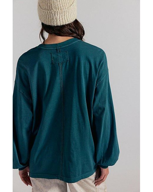 Free People Green Perfect Oversized Long Sleeve Top