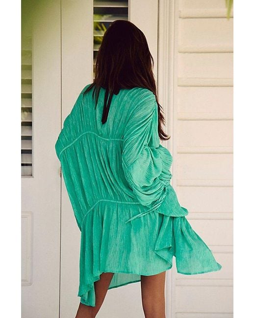 Free People Green Juliet Sheer Tie-Front Duster Top
