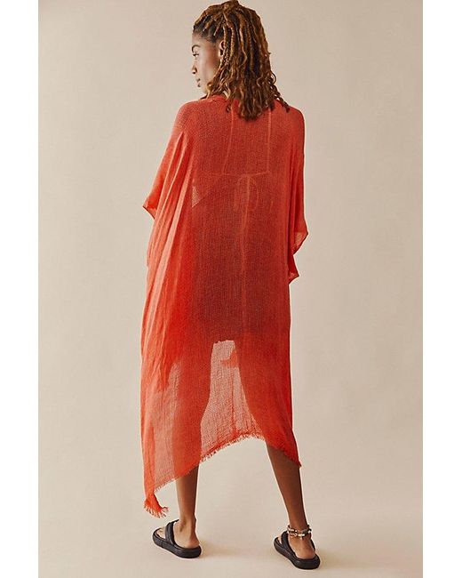 Free People Red Day Dream Washed Kimono