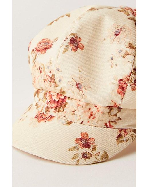 Free People Brown Floral Cabbie Cadet Cap
