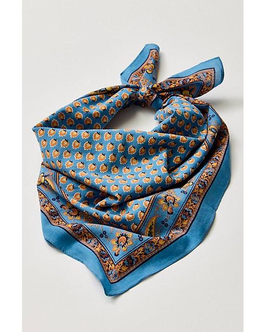 Free People Brown Lotus Paisley Print Bandana At In Blue Jean