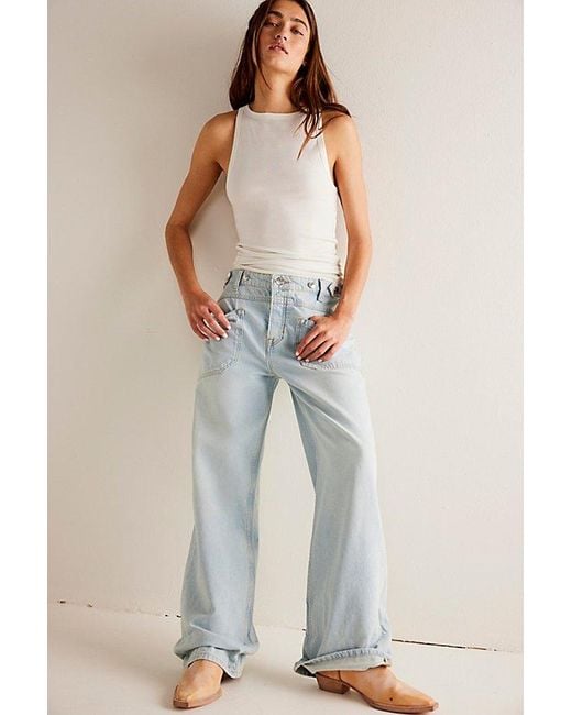 Free People Palmer Cuffed Jeans At Free People In Daydream Blue, Size: 25