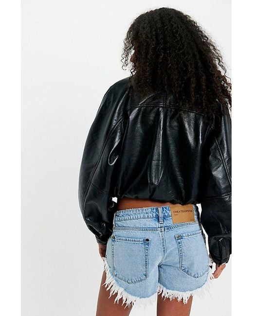 One Teaspoon Black Dukes Low-Waist Denim Shorts