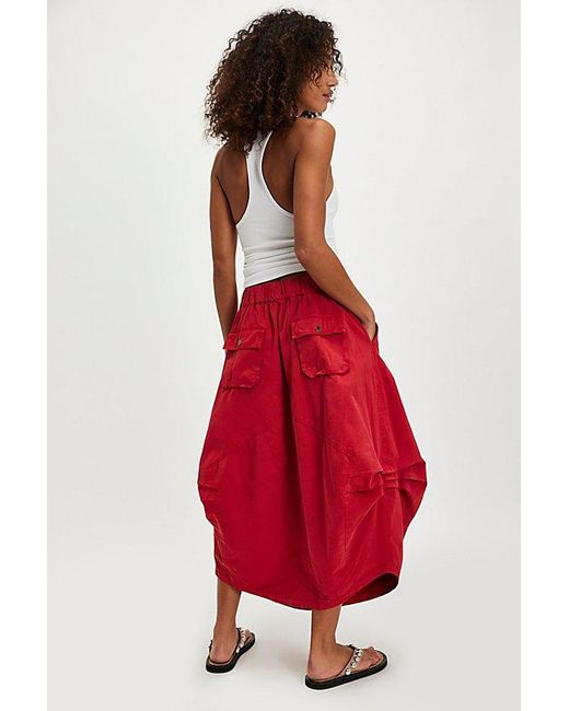 Free People Red Willow Poplin Maxi Skirt