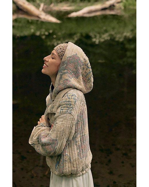 Free People Green We The Free Flora Quilted Bomber Jacket