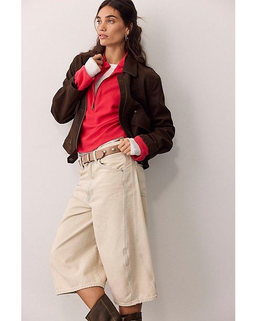 Free People Red Celeste Quarter Zip