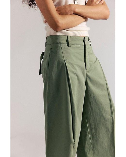 Free People Green Silverlake Wide-Leg Chino Trousers