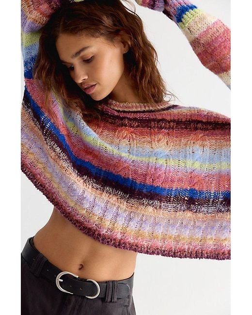 Free People Multicolor Winona Airspun Cable Knit Pullover