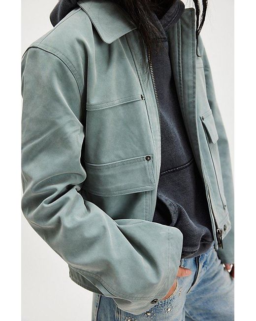 Free People Gray Blair Vegan Suede Jacket