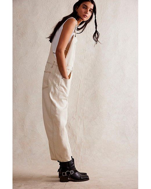 Free People Natural Good Luck Barrel Dungarees