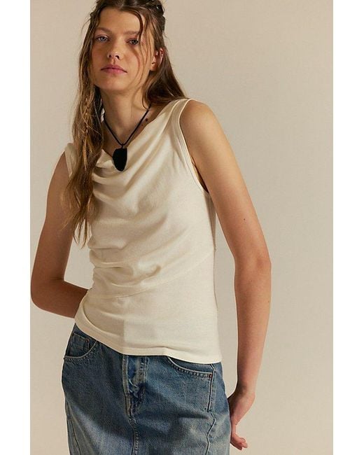 Free People Natural Lola Asymmetrical Hem Tank Top