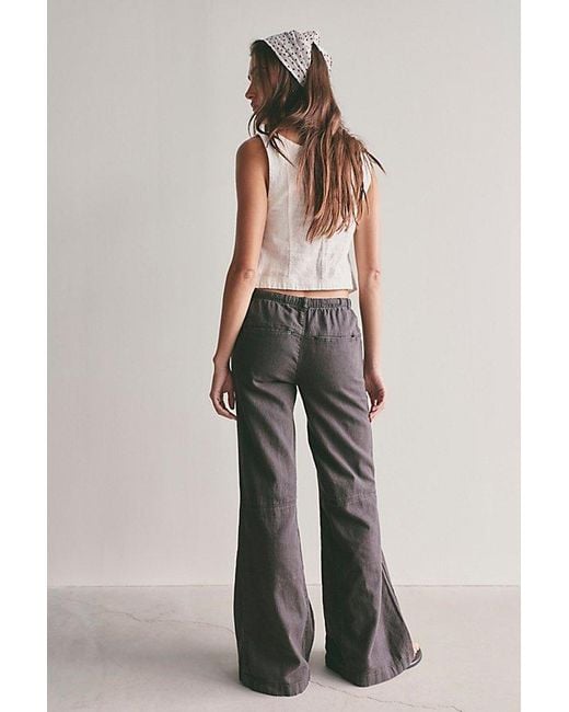 Free People Black Break The Ice Linen Slouch Flare Pants
