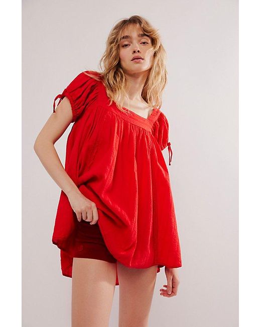 Free People Red Summer Camp Tunic