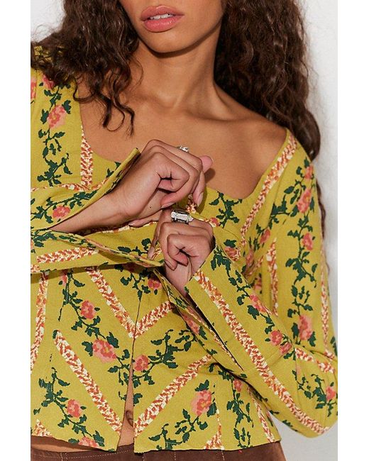 Free People Yellow Asher Printed Top
