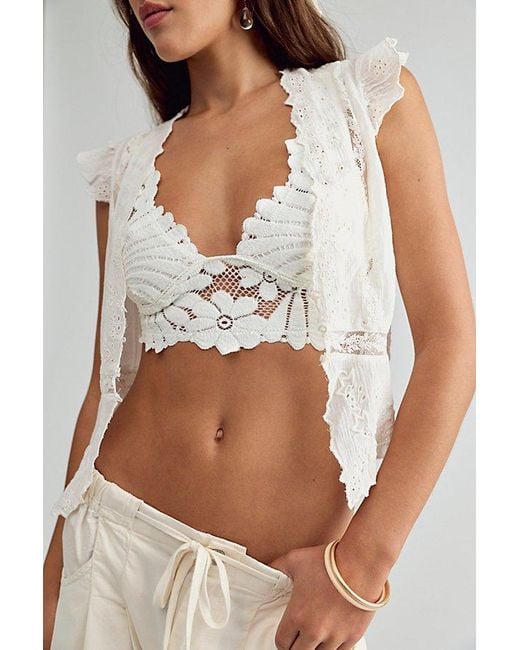 Intimately By Free People Green Petal Party Lace Plunge Bralette By