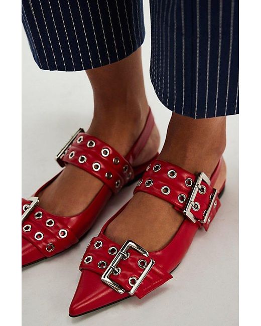 Jeffrey Campbell Red Lilly Buckle Slingback Flats