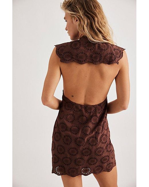 Free People Brown Willow Eyelet Mini Dress