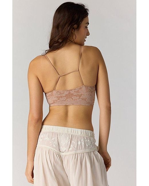 Intimately By Free People Natural Lace Up Seamless Longline Bralette By
