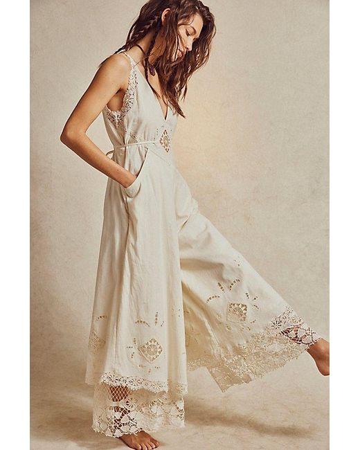 Free People White Always Yours Jumpsuit