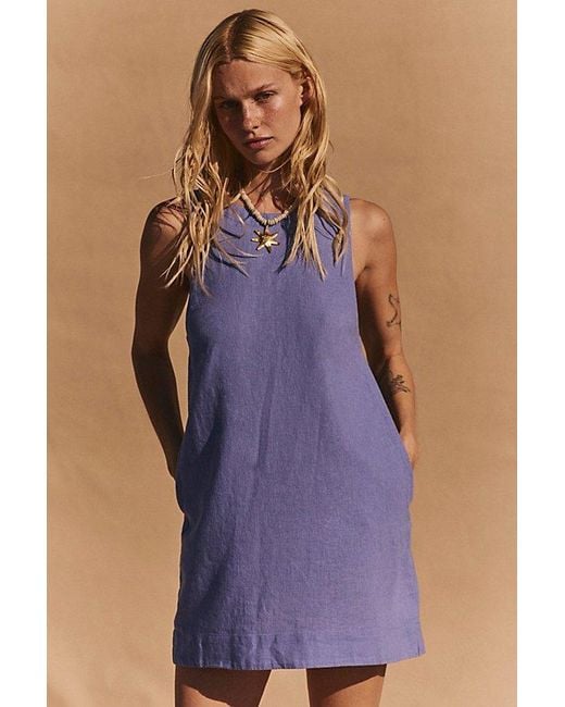 Free People Purple Full Of Sunshine Cotton-Linen Mini Dress