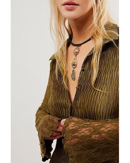Free People Brown Little Honey Structured Necklace