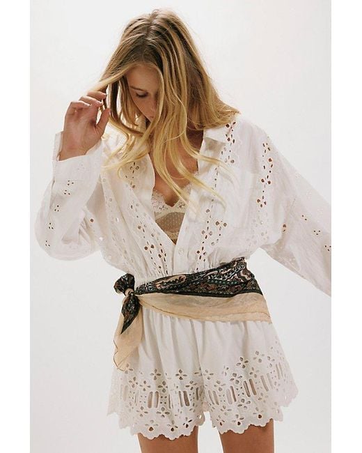 Free People White Elana Romper