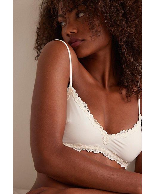 Intimately By Free People Brown Charlie Lace Microfiber V-Neck Bralette By