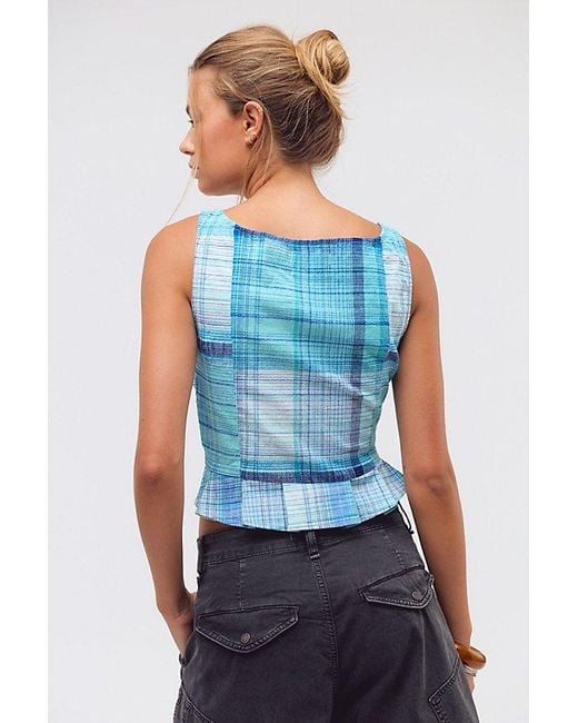 Free People Blue Carousel Top