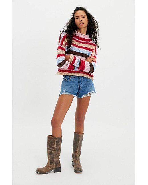 Free People Red Opal Rollneck Knit Stripe Jumper