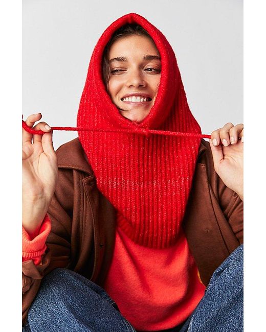 Free People Red Over My Head Ribbed Balaclava