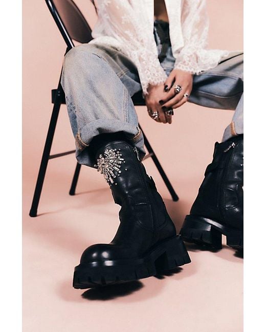 Nan-Ku Couture Black Glasgow Embellished Boots By