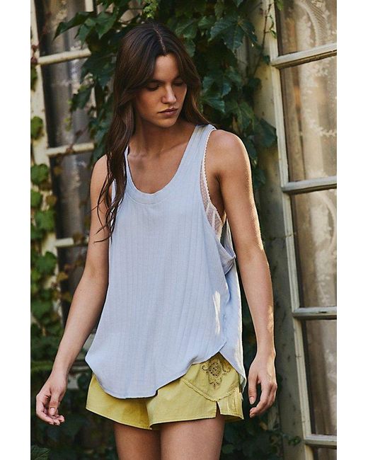 Intimately By Free People Green End Game Pointelle Lounge Tank Top By