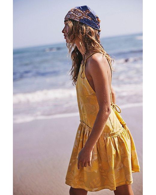 Free People Yellow Deserted Island Mini Dress