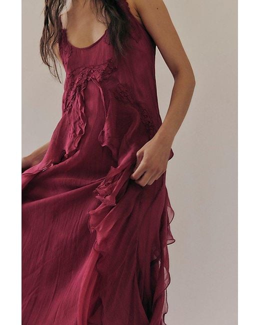 Nigel Preston Red Floating Angel Chiffon Maxi Dress