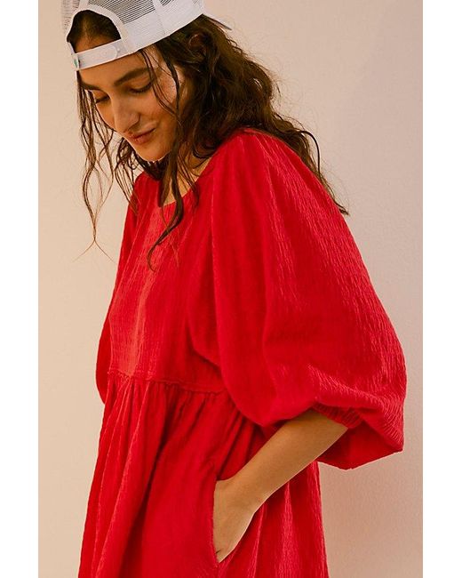Free People Red Get Obsessed Babydoll Dress