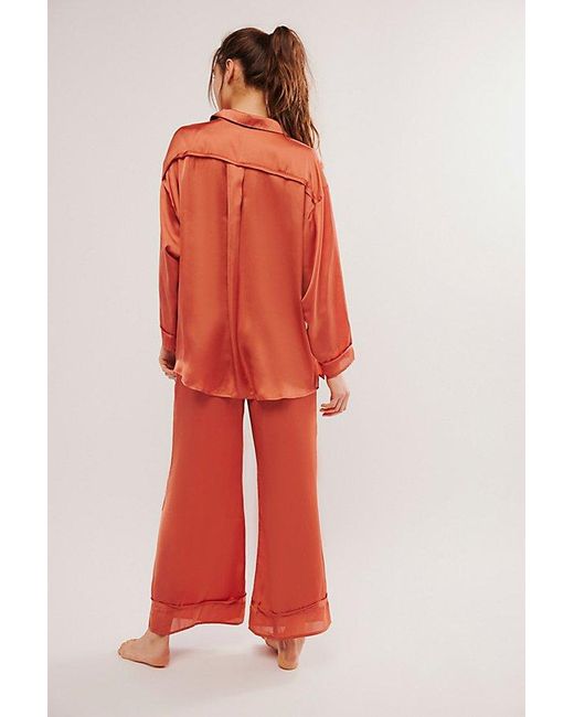 Free People Red Dreamy Days Solid Pj Set