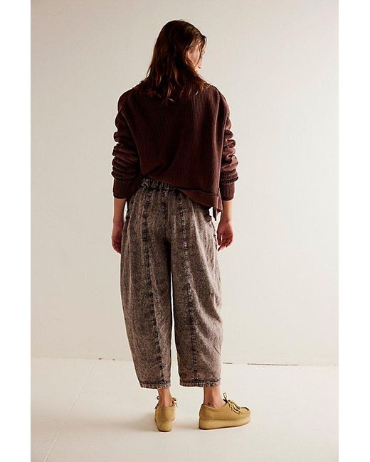 Free People Gray High Road Pull-on Barrel Pants