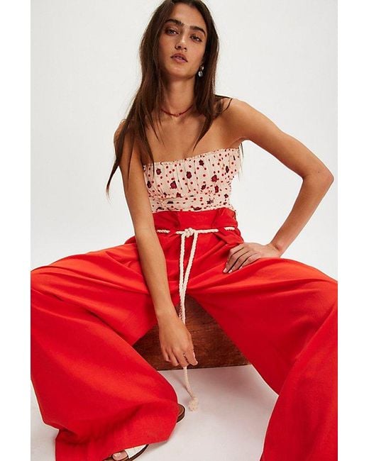Free People Red Scottie Printed Tube Top