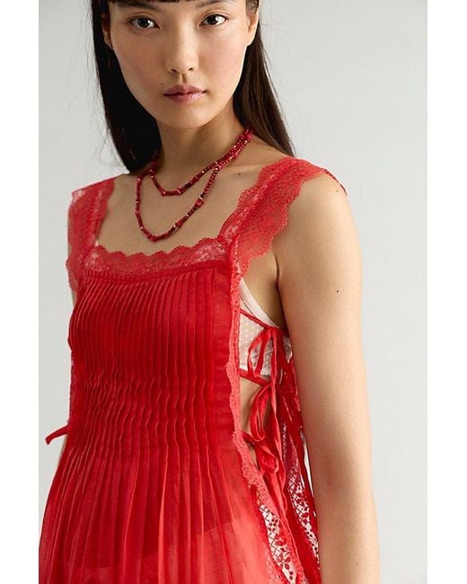 Free People Red Loren Apron Maxi Top