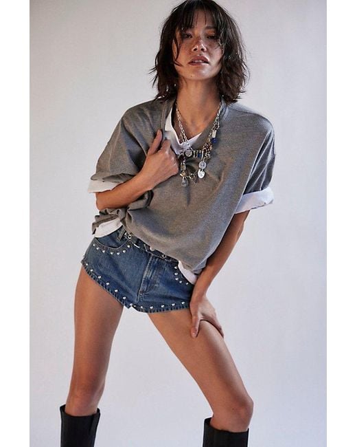 Free People Blue Perfect Oversized Tee