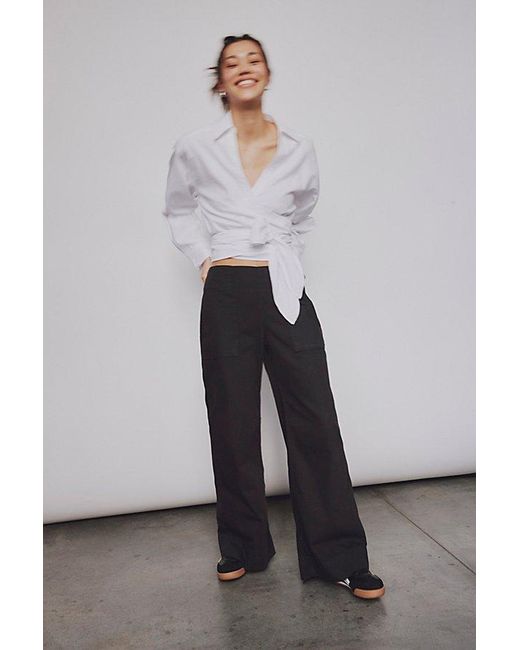 Free People Black Breezy Denim Pull-On Jeans