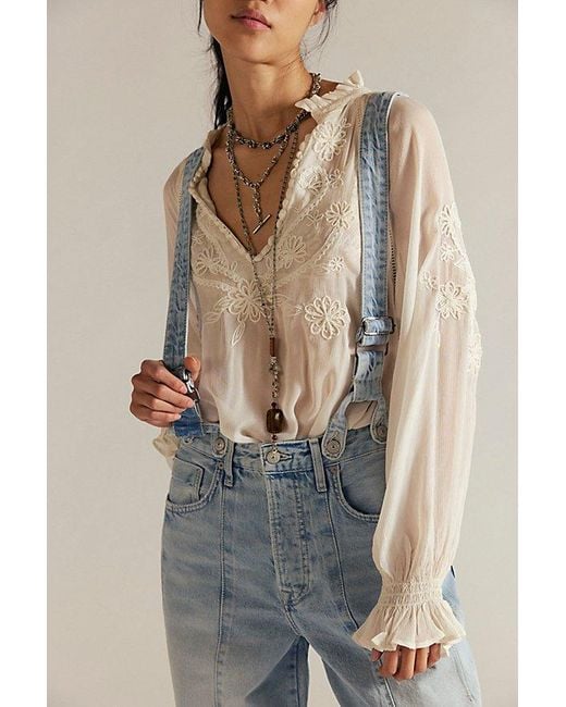 Free People Multicolor Berkley Suspender Jeans