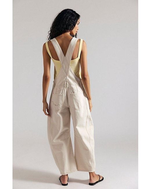 Free People Natural Good Luck Barrel Dungarees
