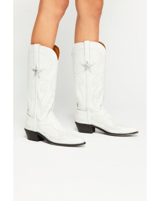 Free People White High Noon Western Boot By Lucchese