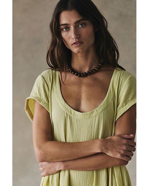 Free People Brown Sabina Semiprecious Beaded Stone Choker Necklace