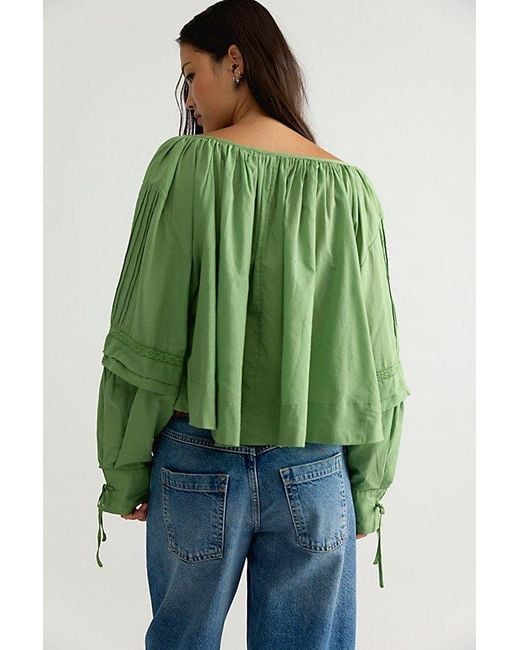 Free People Green La Lune Blouse
